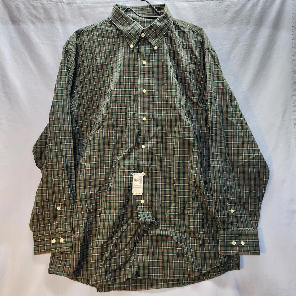 Joseph A Bank Travelers‎ Collection Green Plaid Button Down Shirt Size Large NWT